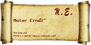 Meter Ernő névjegykártya
